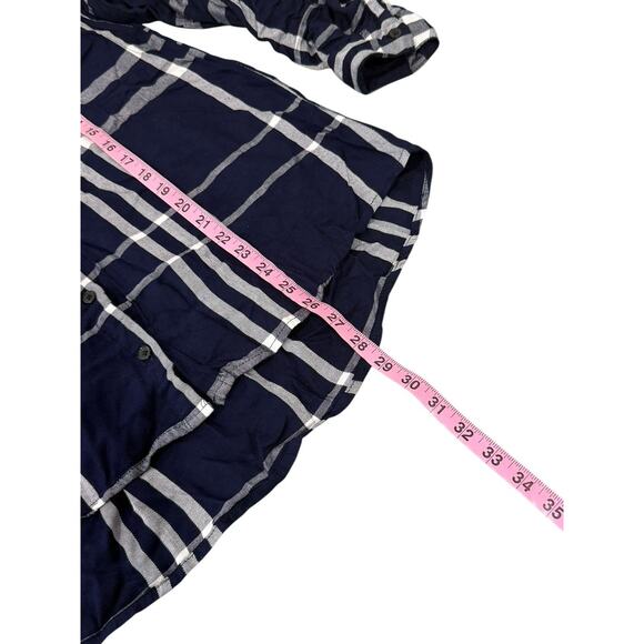 Thread & Supply Relaxed Fit Navy Blue Plaid Button Up Shirt Womens Medium New - Picture 7 of 7